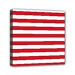 Horizontal Stripes - White and Fire Engine Red Mini Canvas 6  x 6  (Stretched)