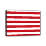 Horizontal Stripes - White and Fire Engine Red Mini Canvas 7  x 5  (Stretched)