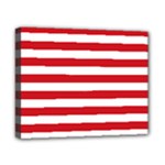 Horizontal Stripes - White and Fire Engine Red Canvas 10  x 8  (Stretched)