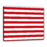 Horizontal Stripes - White and Fire Engine Red Canvas 20  x 16  (Stretched)