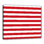 Horizontal Stripes - White and Fire Engine Red Canvas 24  x 20  (Stretched)