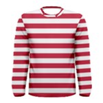 Horizontal Stripes - White and Cardinal Red Men s Long Sleeve T-shirt
