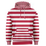 Horizontal Stripes - White and Cardinal Red Men s Pullover Hoodie