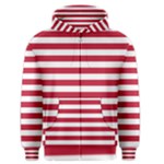 Horizontal Stripes - White and Cardinal Red Men s Zipper Hoodie