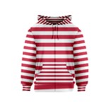 Horizontal Stripes - White and Cardinal Red Kid s Zipper Hoodie