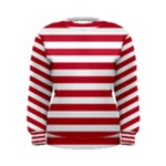 Horizontal Stripes - White and Cardinal Red Women s Sweatshirt