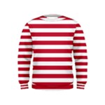 Horizontal Stripes - White and Cardinal Red Kid s Sweatshirt