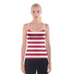 Horizontal Stripes - White and Cardinal Red Spaghetti Strap Top