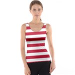 Horizontal Stripes - White and Cardinal Red Tank Top