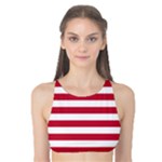 Horizontal Stripes - White and Cardinal Red Tank Bikini Top