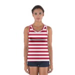 Horizontal Stripes - White and Cardinal Red Women s Sport Tank Top