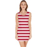 Horizontal Stripes - White and Cardinal Red Bodycon Dress