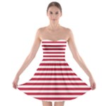 Horizontal Stripes - White and Cardinal Red Strapless Bra Top Dress