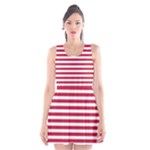 Horizontal Stripes - White and Cardinal Red Scoop Neck Skater Dress
