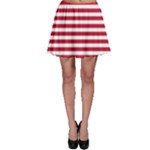 Horizontal Stripes - White and Cardinal Red Skater Skirt