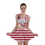 Horizontal Stripes - White and Cardinal Red Mini Skirt