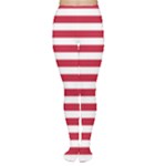 Horizontal Stripes - White and Cardinal Red Women s Tights