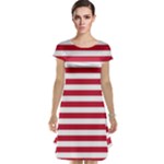 Horizontal Stripes - White and Cardinal Red Cap Sleeve Nightdress