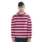 Horizontal Stripes - White and Cardinal Red Wind Breaker (Men)
