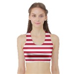 Horizontal Stripes - White and Cardinal Red Women s Sports Bra with Border