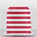 Horizontal Stripes - White and Cardinal Red Drawstring Bag (Small)