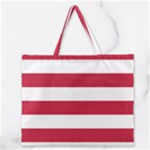 Horizontal Stripes - White and Cardinal Red Zipper Large Tote Bag