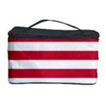 Horizontal Stripes - White and Cardinal Red Cosmetic Storage Case
