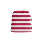 Horizontal Stripes - White and Cardinal Red Drawstring Pouch (M)