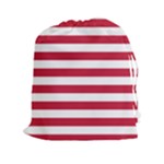 Horizontal Stripes - White and Cardinal Red Drawstring Pouch (XXl)