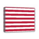 Horizontal Stripes - White and Cardinal Red Deluxe Canvas 14  x 11  (Stretched)