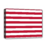 Horizontal Stripes - White and Cardinal Red Deluxe Canvas 16  x 12  (Stretched)
