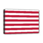 Horizontal Stripes - White and Cardinal Red Deluxe Canvas 18  x 12  (Stretched)