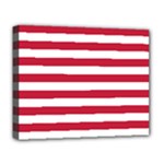 Horizontal Stripes - White and Cardinal Red Deluxe Canvas 20  x 16  (Stretched)