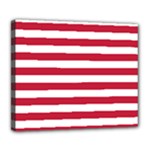 Horizontal Stripes - White and Cardinal Red Deluxe Canvas 24  x 20  (Stretched)