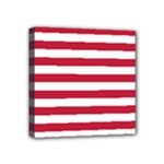 Horizontal Stripes - White and Cardinal Red Mini Canvas 4  x 4  (Stretched)
