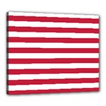 Horizontal Stripes - White and Cardinal Red Canvas 24  x 20  (Stretched)