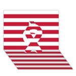 Horizontal Stripes - White and Cardinal Red Ribbon 3D Greeting Card (7x5)