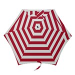 Horizontal Stripes - White and Cardinal Red Mini Umbrella