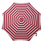 Horizontal Stripes - White and Cardinal Red Hook Handle Umbrella (Medium)
