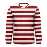 Horizontal Stripes - White and Dark Red Men s Long Sleeve T-shirt