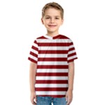Horizontal Stripes - White and Dark Red Kid s Sport Mesh Tee