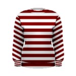 Horizontal Stripes - White and Dark Red Women s Sweatshirt