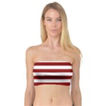 Horizontal Stripes - White and Dark Red Bandeau Top