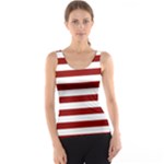 Horizontal Stripes - White and Dark Red Tank Top