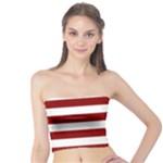 Horizontal Stripes - White and Dark Red Tube Top