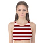 Horizontal Stripes - White and Dark Red Tank Bikini Top