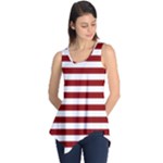 Horizontal Stripes - White and Dark Red Sleeveless Tunic