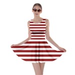 Horizontal Stripes - White and Dark Red Skater Dress