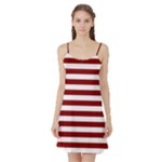 Horizontal Stripes - White and Dark Red Satin Night Slip