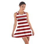 Horizontal Stripes - White and Dark Red Cotton Racerback Dress